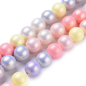 Resinperlen-Strang gummiert pastell bunt sortiert 10mm Strang: 37,5cm 33 Stück