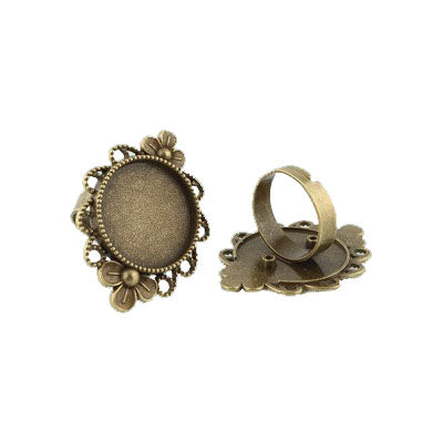 Ringschiene Modellierkessel oval Blumenrand antikmessing