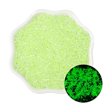 Glow in the Dark Glas Rocailles Stiftperlen grün-gelb 2,5mm 700 Stück / Dose