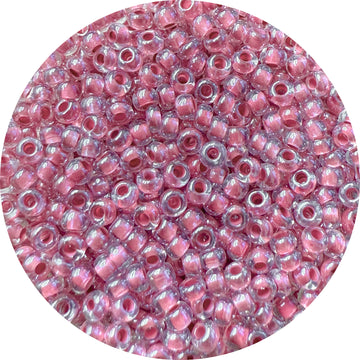 Rocailles Glasperlen Farbeinzug transparent 2,6mm 17g / Dose