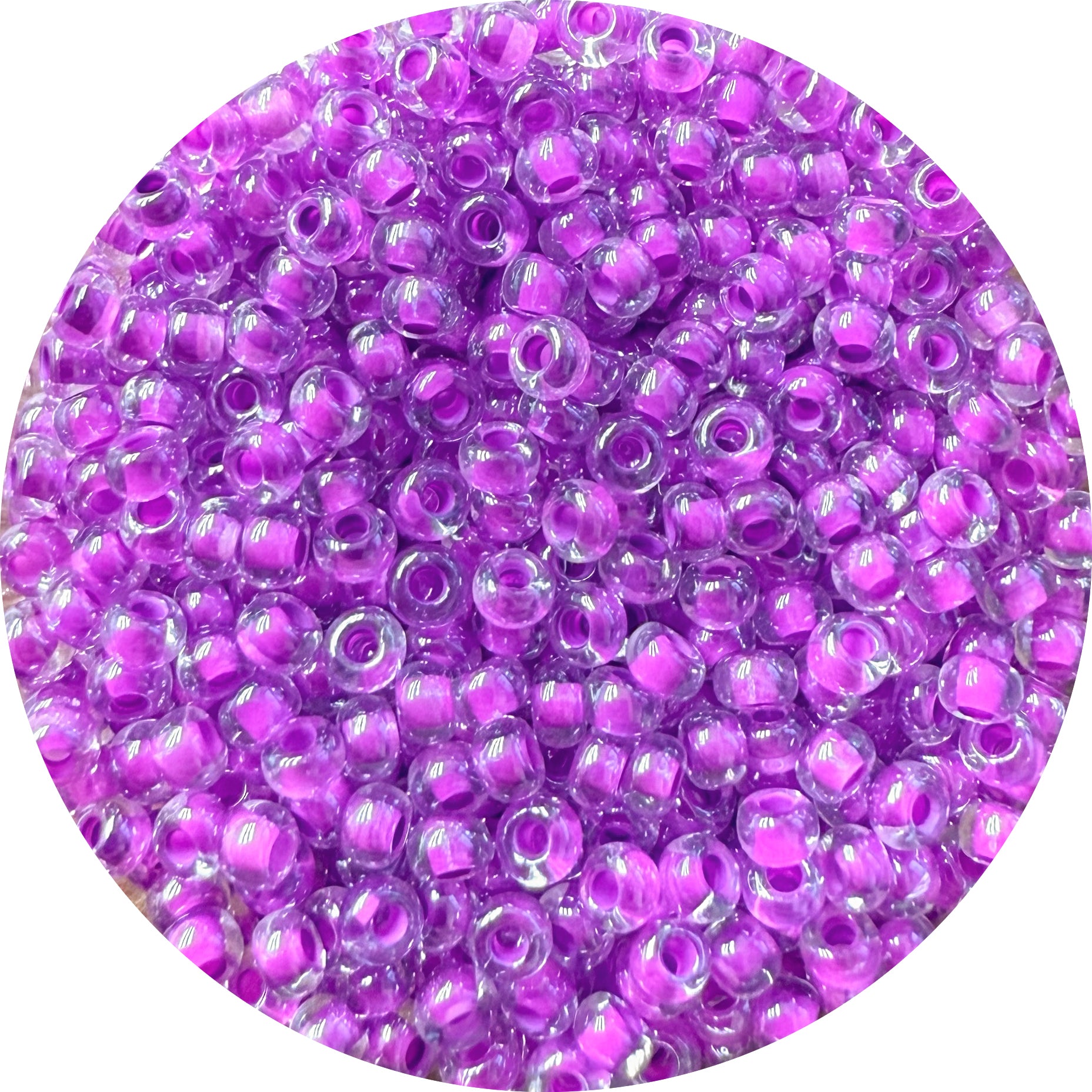 Rocailles Glasperlen Farbeinzug transparent 2,6mm 17g / Dose