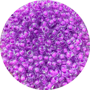 Rocailles Glasperlen Farbeinzug transparent 2,6mm 17g / Dose