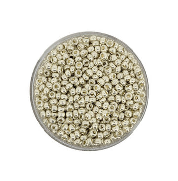 Metallic Rocailles silberfarben 2,6mm 17g/Dose Glasperlen