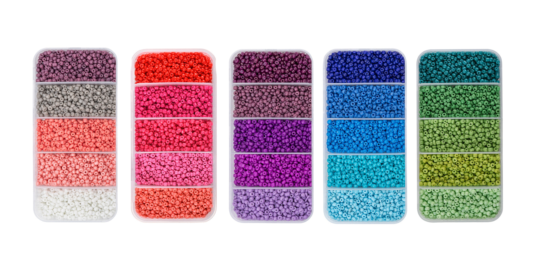 Rocailles Perlen Mix-Set 5 Farben 3-3,5mm Rocailles 8/0 1900 Stück