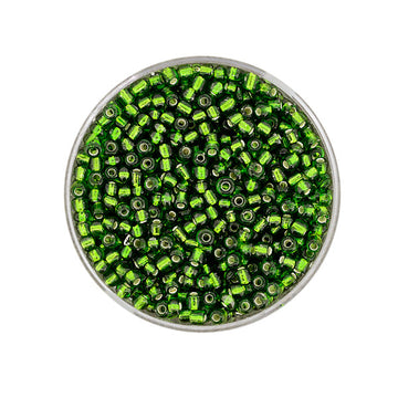 Rocailles Glasperlen Silbereinzug dunkeloliv 2,5 mm 17g / Dose