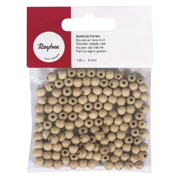 Rohholzperlen 6mm 135 Stück