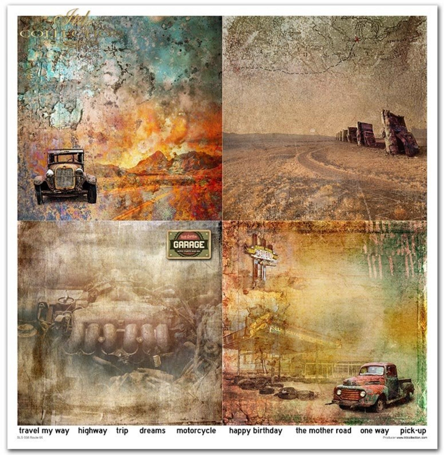 Papier-Set Legendäre Route 66 10 Blatt 320x310mm 200g