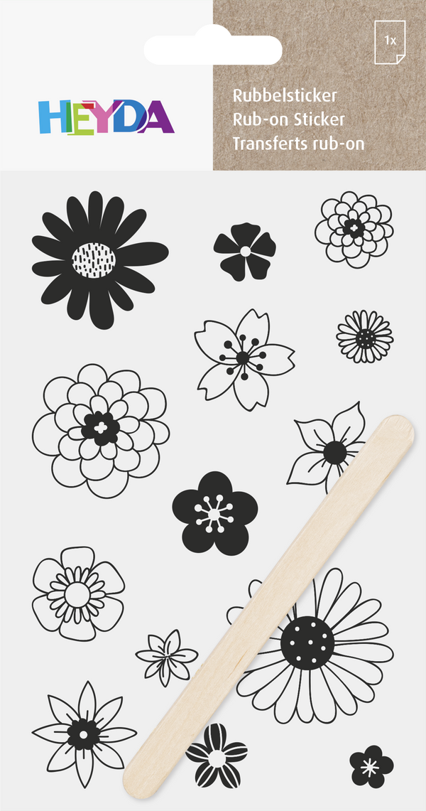 Rubbel-Sticker Blüten - Blumen 10x19cm 1 Bogen