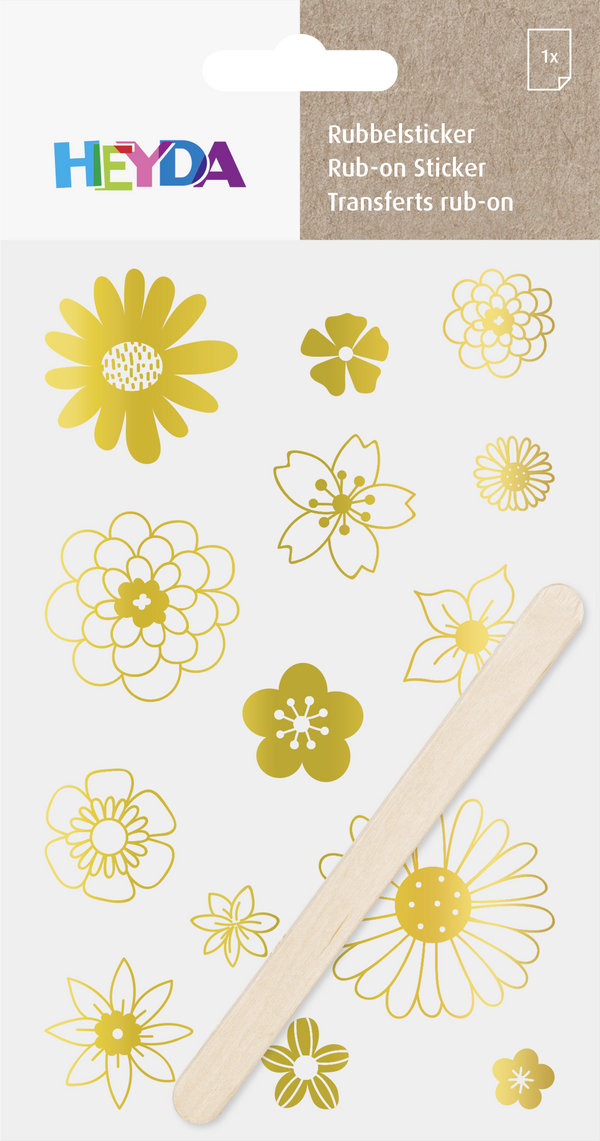 Rubbel-Sticker Blüten - Blumen 10x19cm 1 Bogen