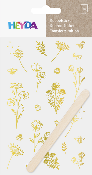 Rubbel-Sticker Blumen floral Fineline 10 x 19 cm 1 Bogen