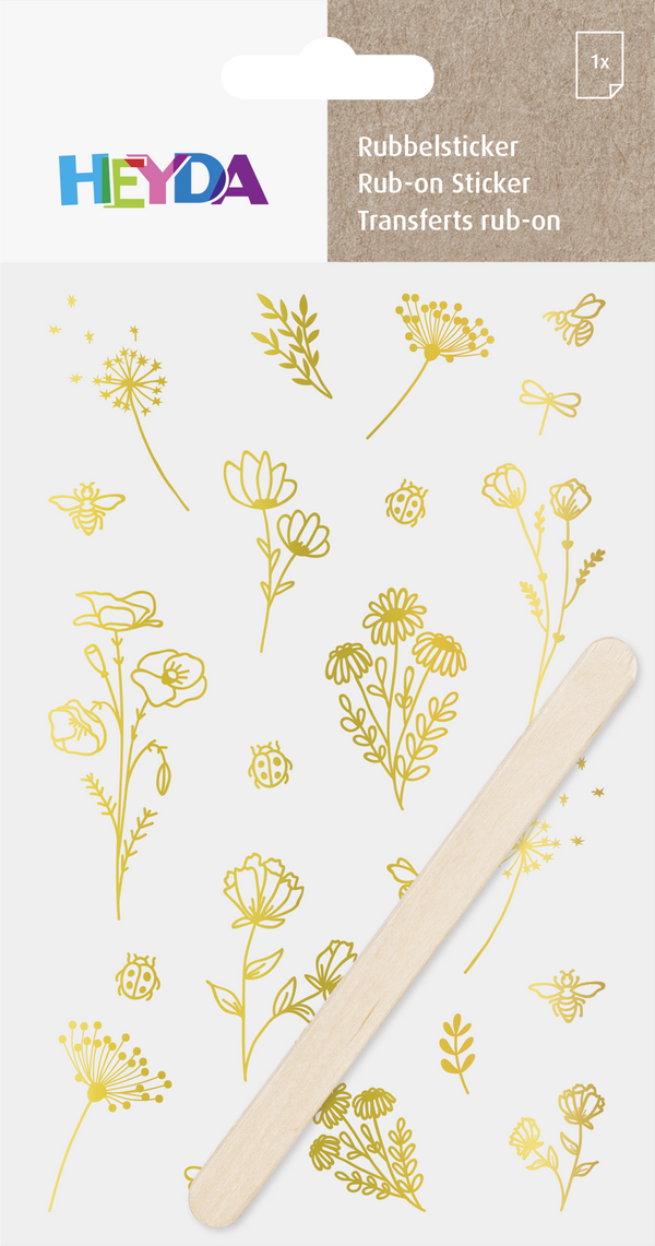 Rubbel-Sticker Blumen floral Fineline 10 x 19 cm 1 Bogen