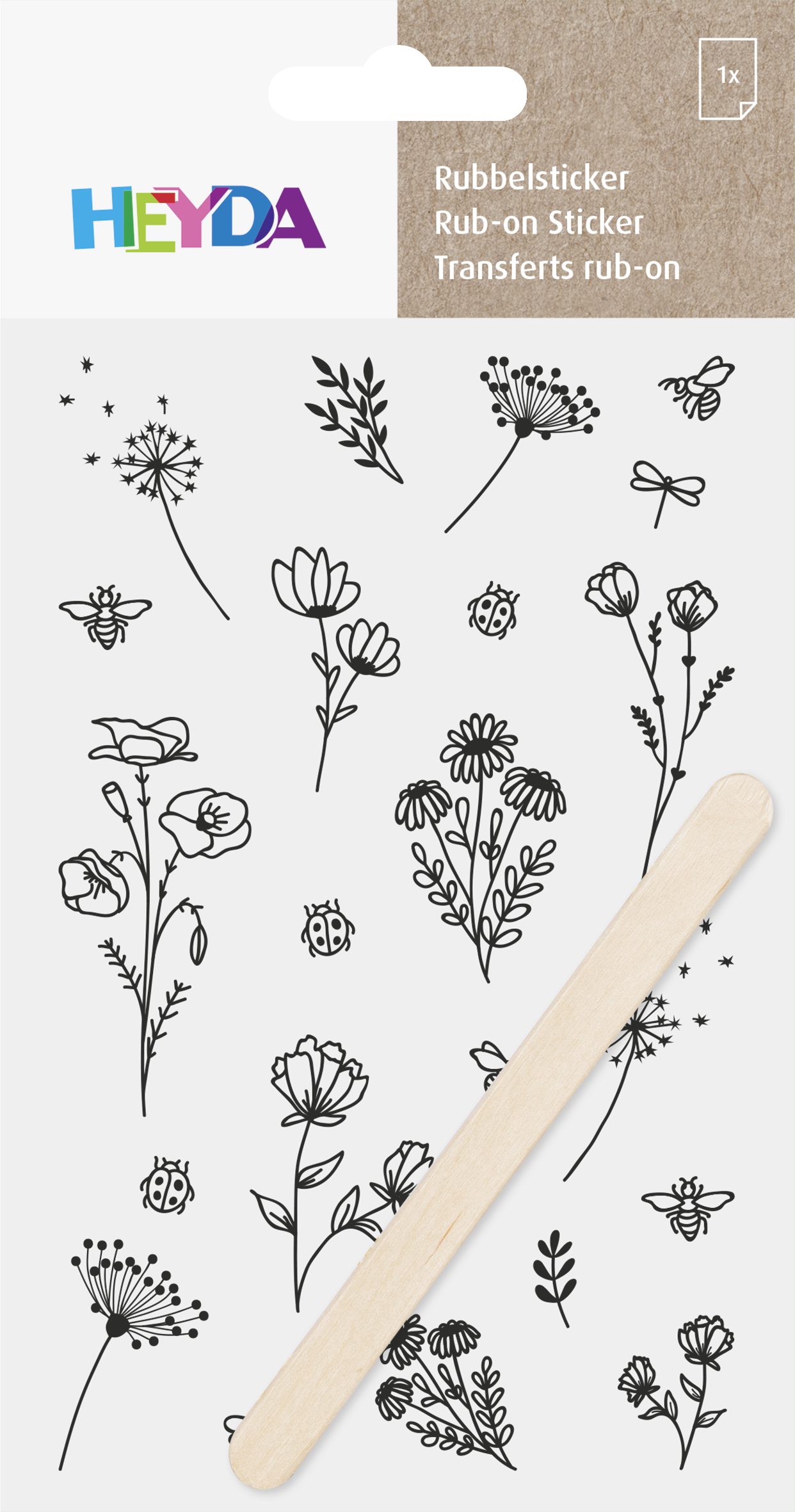 Rubbel-Sticker Blumen floral Fineline 10 x 19 cm 1 Bogen