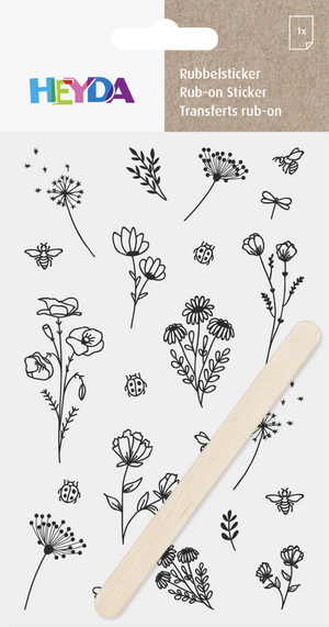 Rubbel-Sticker Blumen floral Fineline 10 x 19 cm 1 Bogen