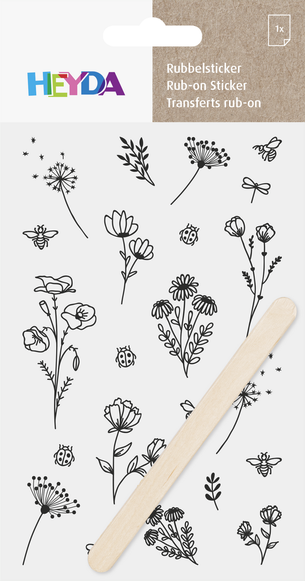 Rubbel-Sticker Blumen floral Fineline 10 x 19 cm 1 Bogen