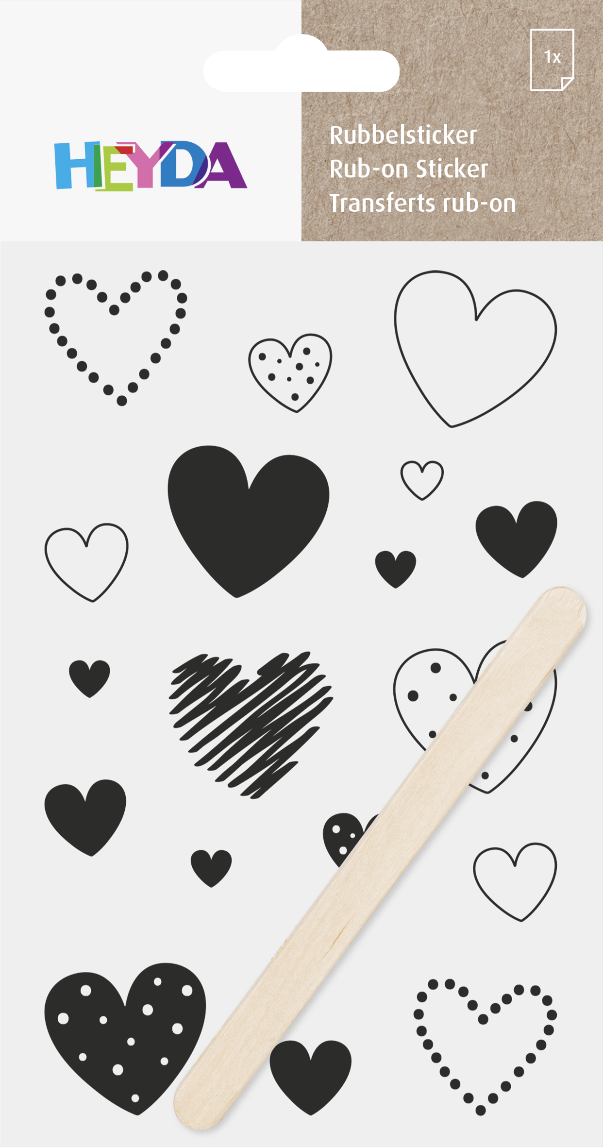 Rubbel-Sticker Herzen 10x19cm 1 Bogen