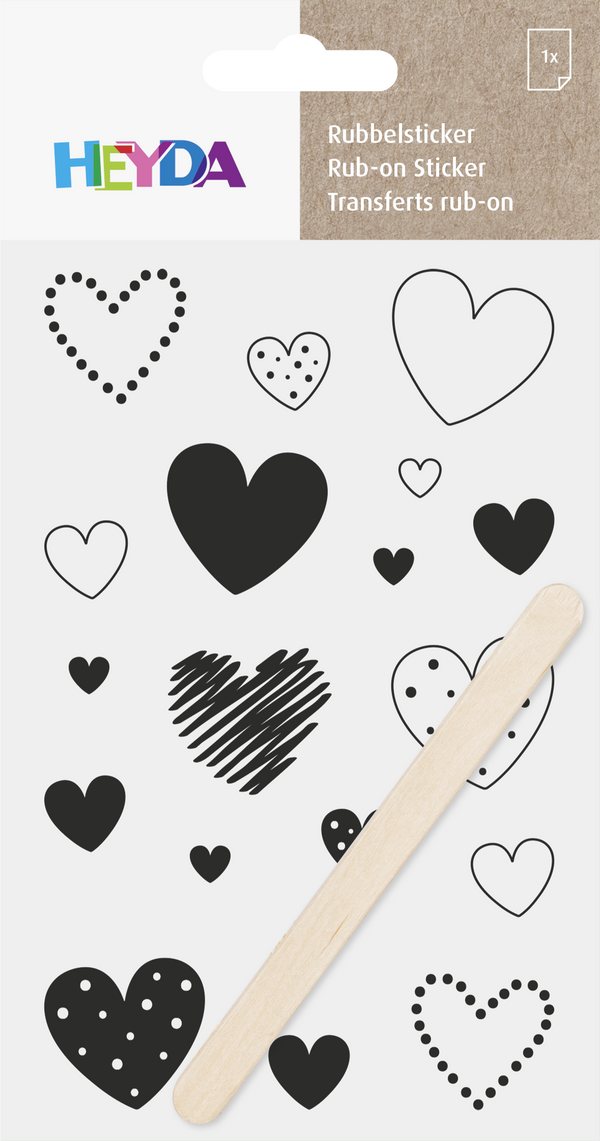 Rubbel-Sticker Herzen 10x19cm 1 Bogen