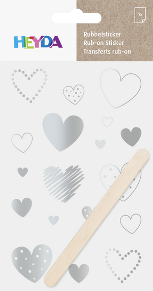 Rubbel-Sticker Herzen 10x19cm 1 Bogen
