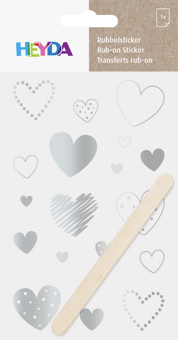 Rubbel-Sticker Herzen 10x19cm 1 Bogen