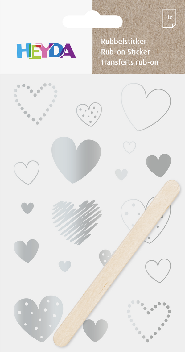 Rubbel-Sticker Herzen 10x19cm 1 Bogen