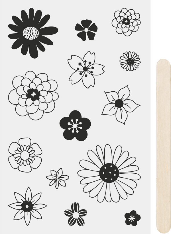 Rubbel-Sticker Blüten - Blumen 10x19cm 1 Bogen