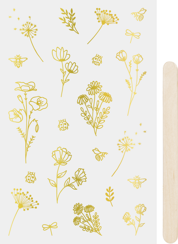 Rubbel-Sticker Blumen floral Fineline 10 x 19 cm 1 Bogen