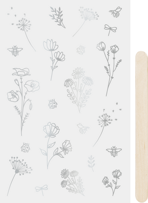 Rubbel-Sticker Blumen floral Fineline 10 x 19 cm 1 Bogen
