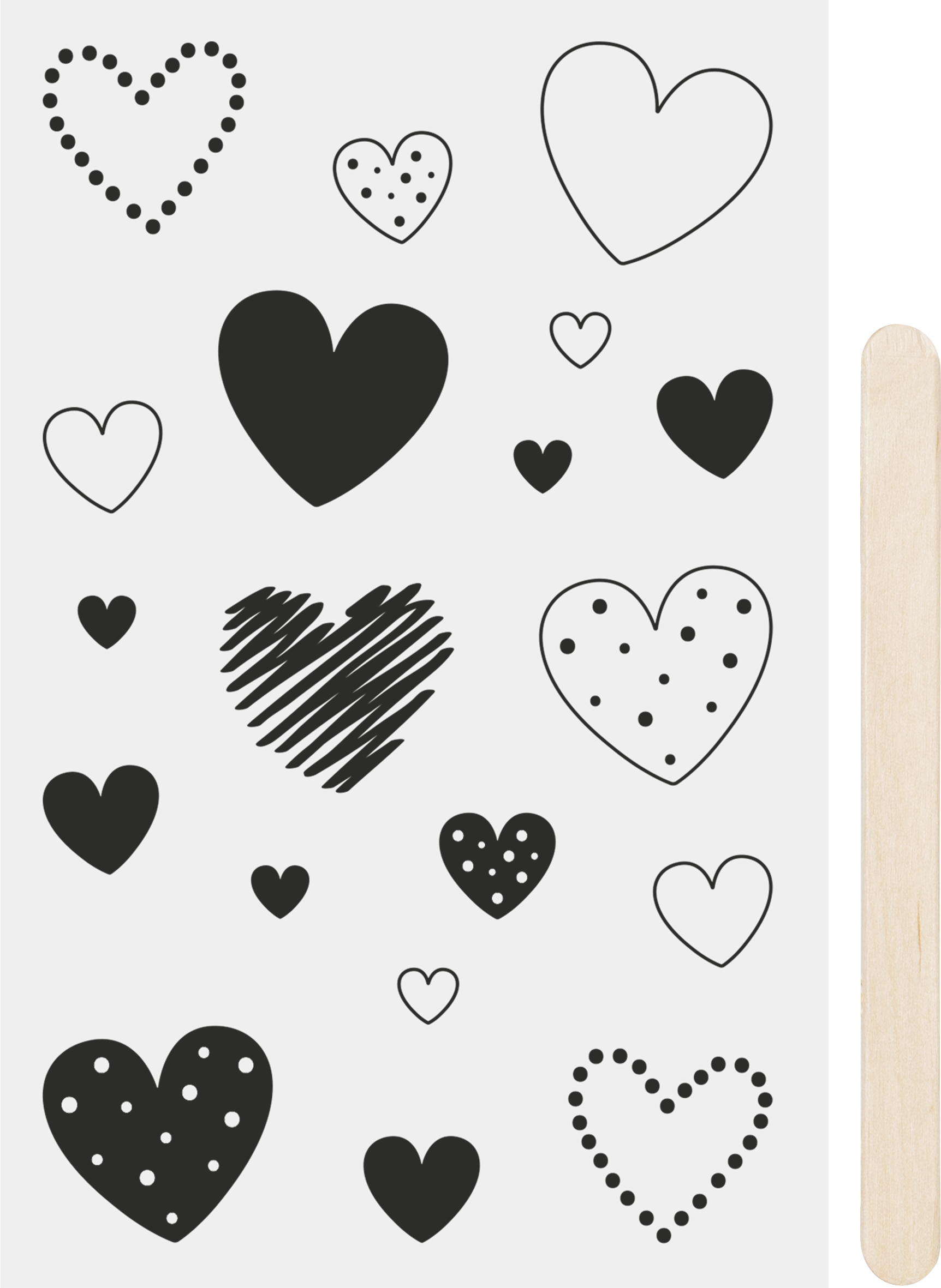 Rubbel-Sticker Herzen 10x19cm 1 Bogen