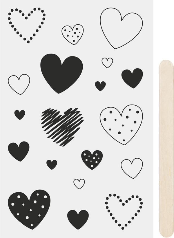 Rubbel-Sticker Herzen 10x19cm 1 Bogen
