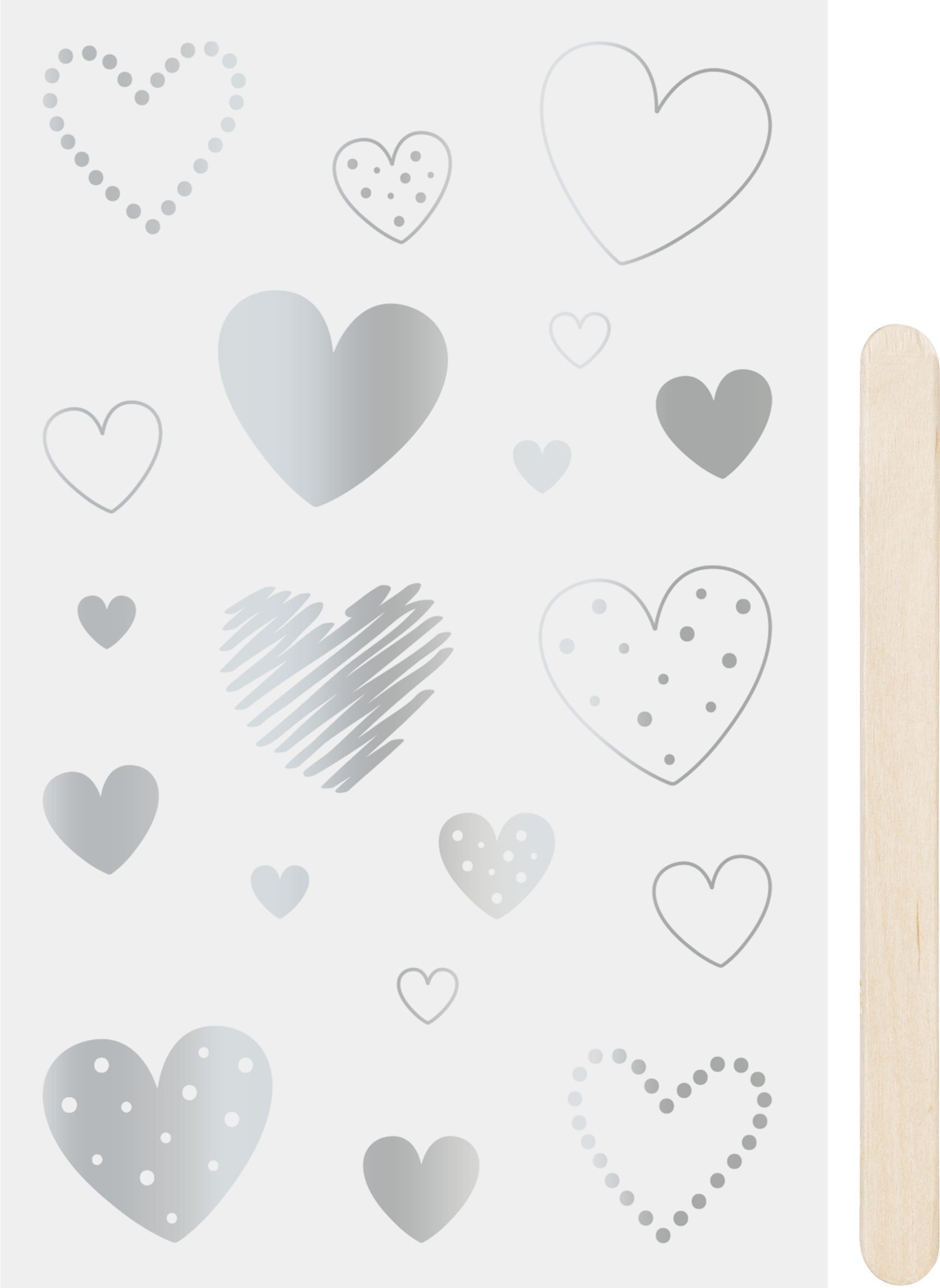 Rubbel-Sticker Herzen 10x19cm 1 Bogen
