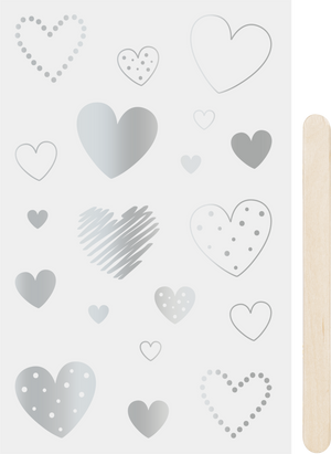 Rubbel-Sticker Herzen 10x19cm 1 Bogen