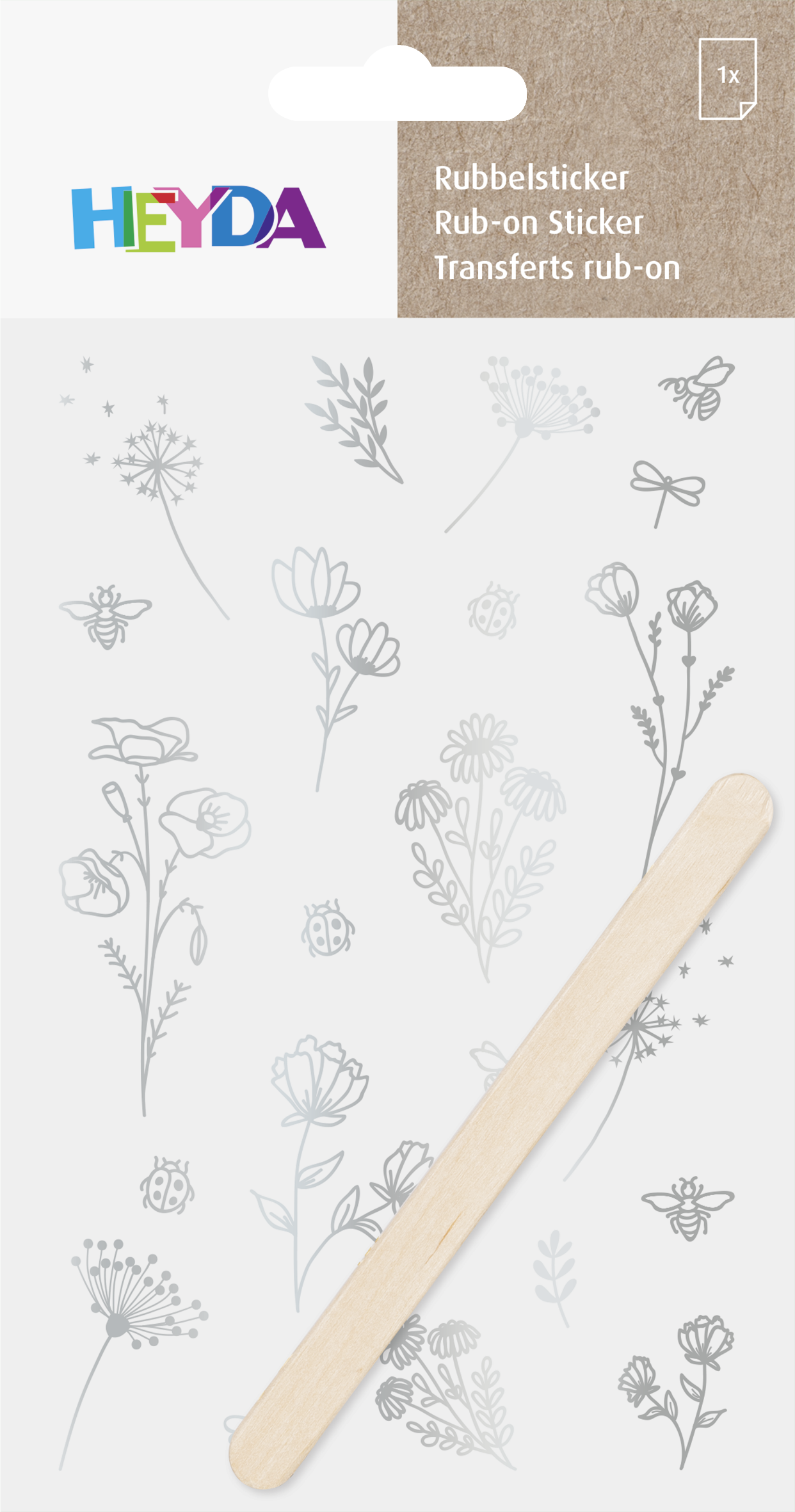 Rubbel-Sticker Blumen floral Fineline 10 x 19 cm 1 Bogen