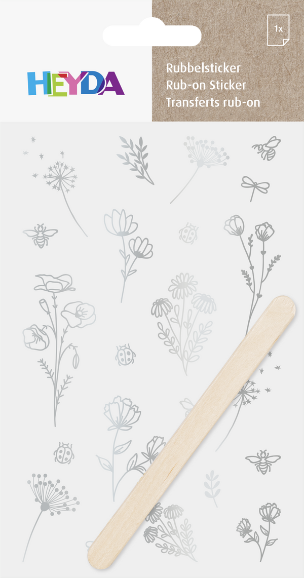 Rubbel-Sticker Blumen floral Fineline 10 x 19 cm 1 Bogen
