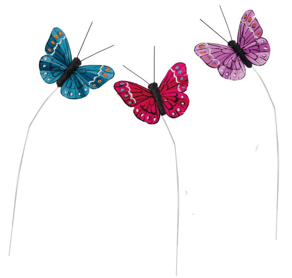 Schmetterlinge auf Draht bunt 4x6cm 3 Stück / Packung