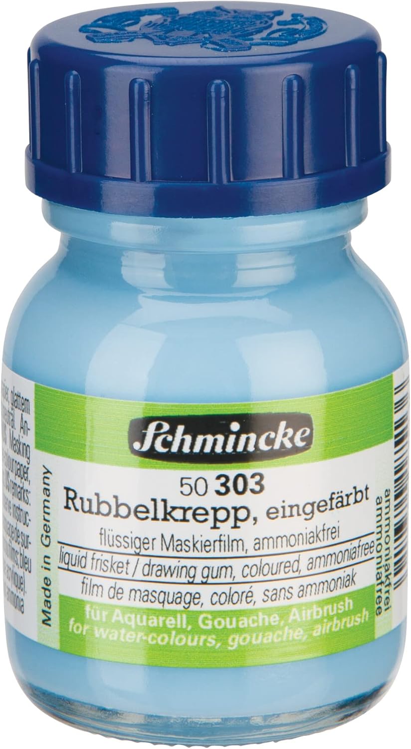 Aquarellhilfsmittel Rubbelkrepp blau eingefärbt geruchsneutrale Maskierflüssigkeit 20ml