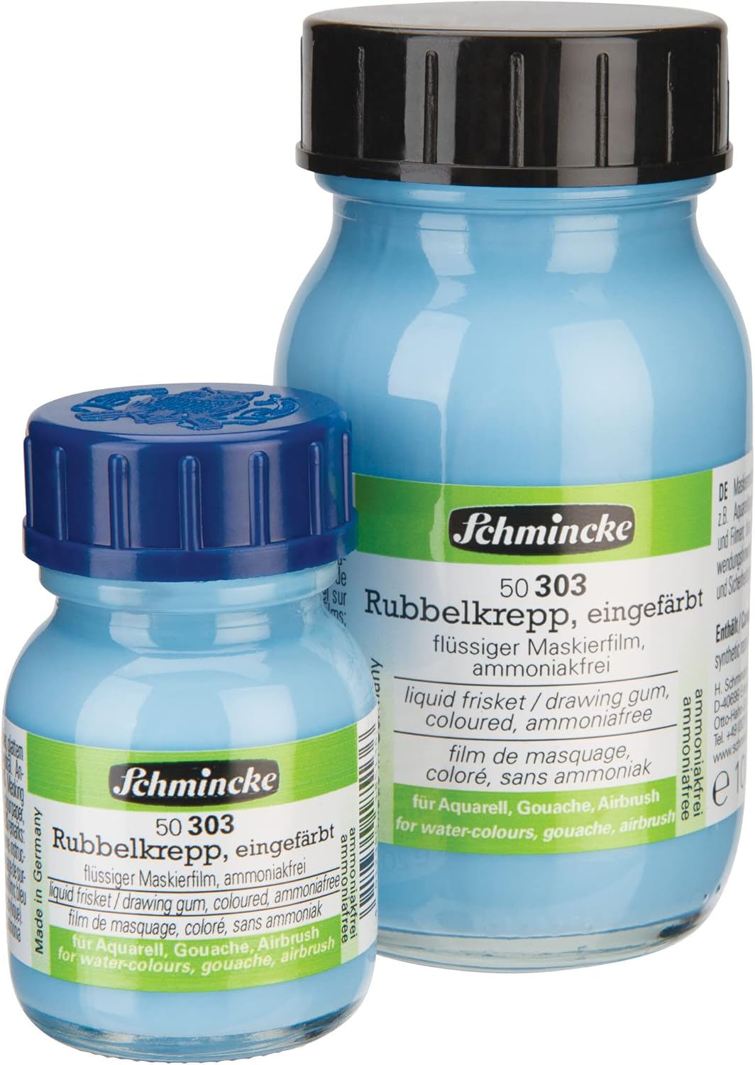 Aquarellhilfsmittel Rubbelkrepp blau eingefärbt geruchsneutrale Maskierflüssigkeit 20ml
