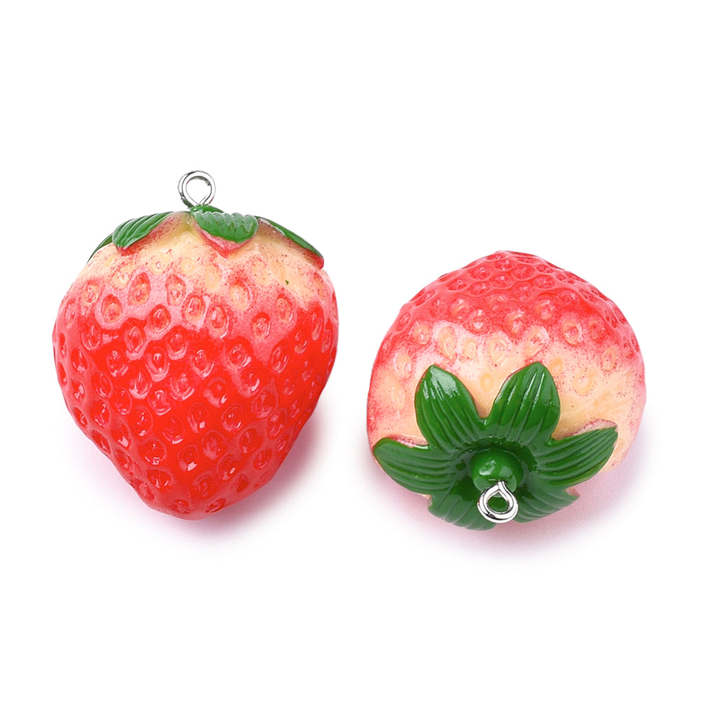 Erdbeer-Schmuckanhänger aus Resin 34x29x24mm 1 Stück