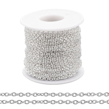 Edelstahl Gliederkette 304 oval versilbert 4x3x0,8mm 1m