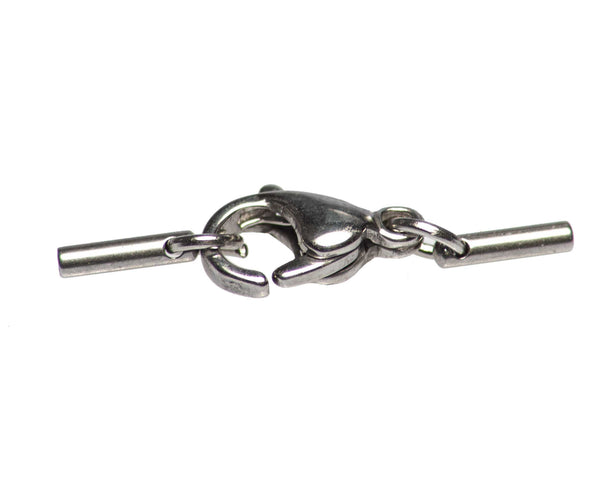 Endteil montiert Edelstahl 1mm zum Einkleben oder Klemmen mit Karabiner
