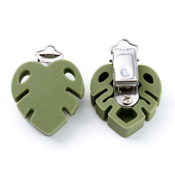 Silikon Schnullerclip Blatt grün, 54x38x21mm, pro Stück