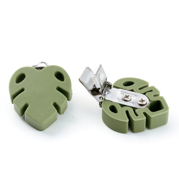 Silikon Schnullerclip Blatt grün, 54x38x21mm, pro Stück