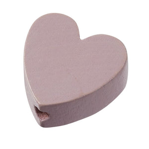 Holzperle Herz für Schnullerketten pastell speichel- und schweißecht 20x20x8mm 4 Stück