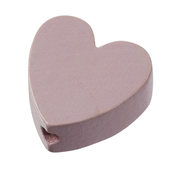 Holzperle Herz für Schnullerketten pastell speichel- und schweißecht 20x20x8mm 4 Stück