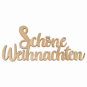 Holzschriftzug Schöne Weihnachten 31,3 x 13 cm Holz natur mit Magneten auf der Rückseite
