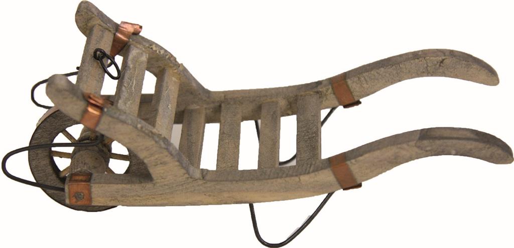 Schubkarre aus Holz mit Kupferblech 8x3,5x3cm