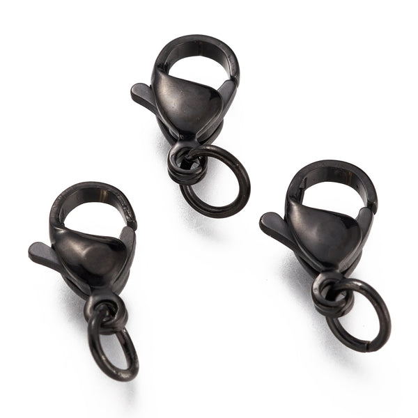 Karabiner schwarz 12mm mit Zwischenring 3 Stück