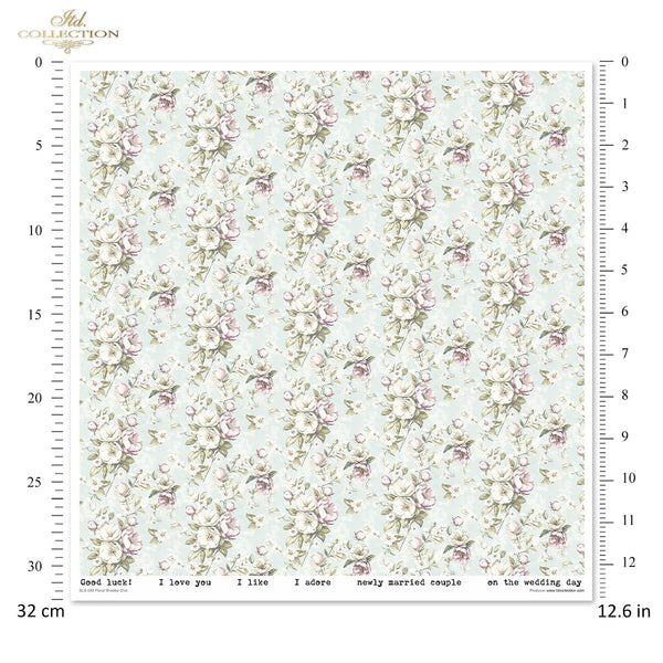 Floral Shabby Chic Scrapbooking Papier-Set 200 g/m2 310x320 mm 11 Bögen