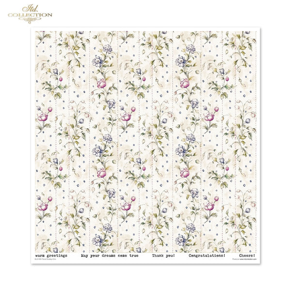 Floral Shabby Chic Scrapbooking Papier-Set 200 g/m2 310x320 mm 11 Bögen