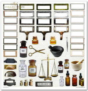 Scrapbooking-Papier-Set Herbarium 320x310mm 200g 10 Blatt