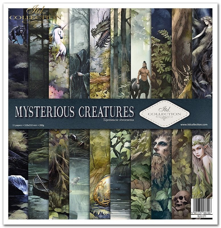 Papier-Set Mysteriöse Kreaturen 310x320 mm 11 Blatt