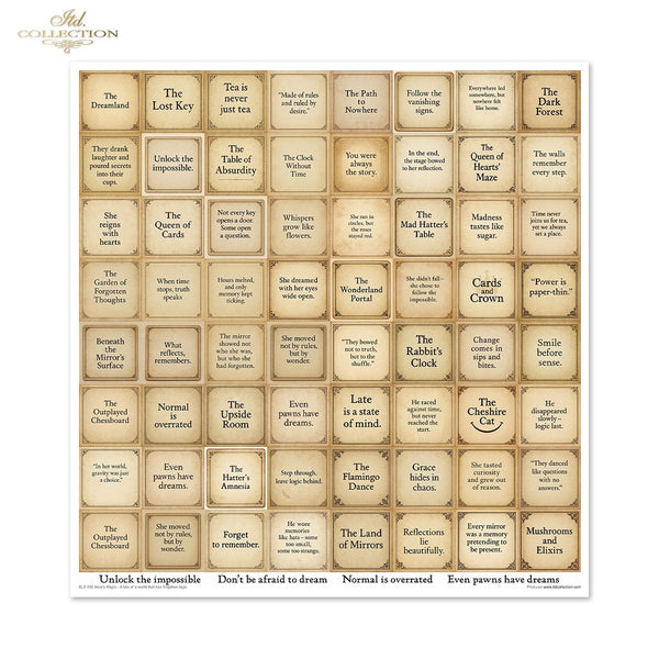 Designpapier-Set „Alice's Magic – Eine Geschichte aus einer Welt, die die Logik vergessen hat, Band 2“ 310 x 320 mm 11 Blatt